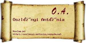 Oszlányi Antónia névjegykártya